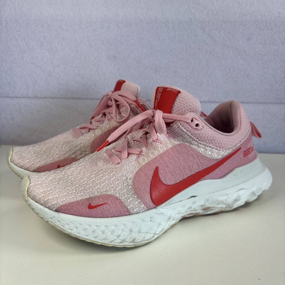 Nike Womens React Infinity Run Flyknit 3 Premium Pink Red Running Shoes Size 9
